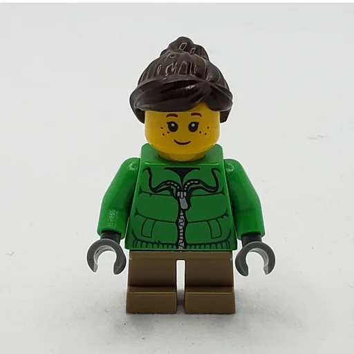 Kid (Green Torso, Dark Tan Legs, Dark Brown Hair)