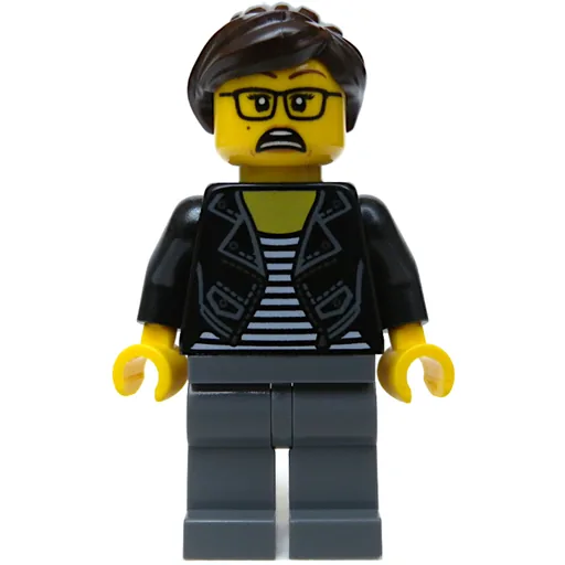 Black Torso (Dark Bluish Grey Legs, Dark Brown Hair)