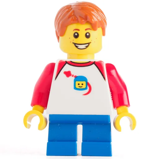 Kid (White Torso, Dark Blue Legs, Dark Orange Hair)