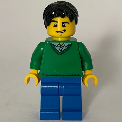 Man (Green V-Neck Sweater, Blue Legs, Black Hair)