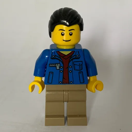 Man (Blue Jacket over Dark Red Shirt, Dark Tan Legs, Black Legs)