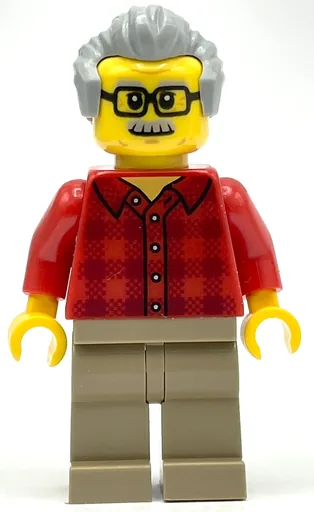 Red Torso (Dark Tan Legs, Light Bluish Grey Hair)