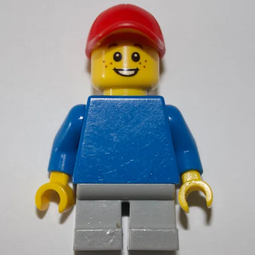 Kid (Blue Torso, Light Bluish Grey Legs, Red Cap)