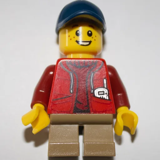 Kid (Red Torso, Dark Tan Legs, Dark Blue Cap)