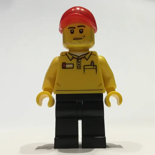 LEGO Store Employee (LEGO Logo on Back, Red Cap, Stubble)
