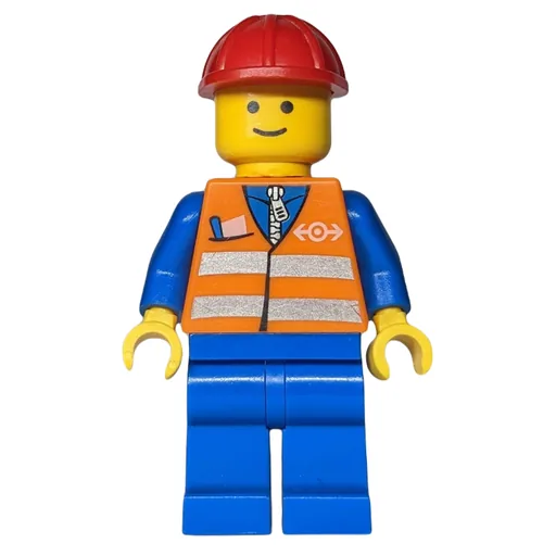 Worker (Orange Torso, BLue Legs, Red Helmet)