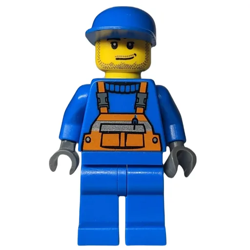 Worker (Blue Torso, Orange Overall, Blue Cap)