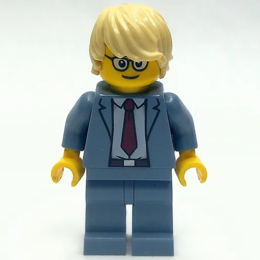 Man (Sand Blue Suit with Red Tie, Tan Hair, Glasses)