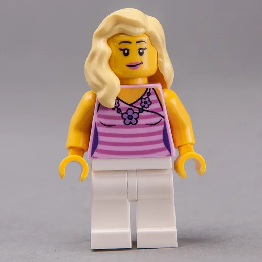 Woman (Bright Pink and Dark Pink Striped Top, White Legs, Bright Light Yellow Hair)
