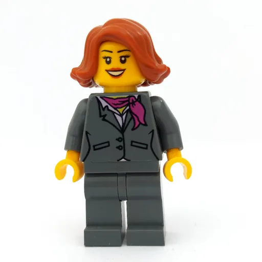 Woman (Dark Bluish Gray Suit with Magenta Scarf, Dark Orange Hair)
