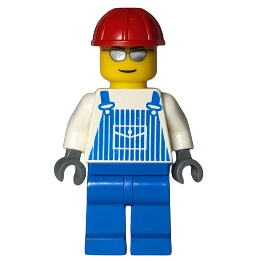 Man (Blue and White Striped Overalls, Red Hard Hat, Silver Sunglasses)