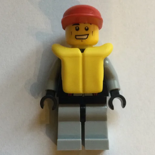 Lifeguard (Black and Gray Wetsuit, Red Cap, Yellow Life Vest)
