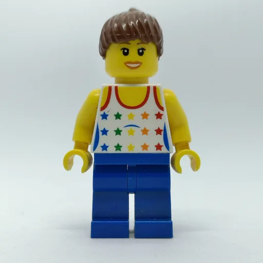 Woman (White Vest with Stars, Blue Legs, Reddish Brown Hair)