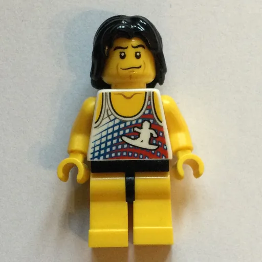 Surfer (White Tank Top with Surfer, Yellow Legs, Black Hair)