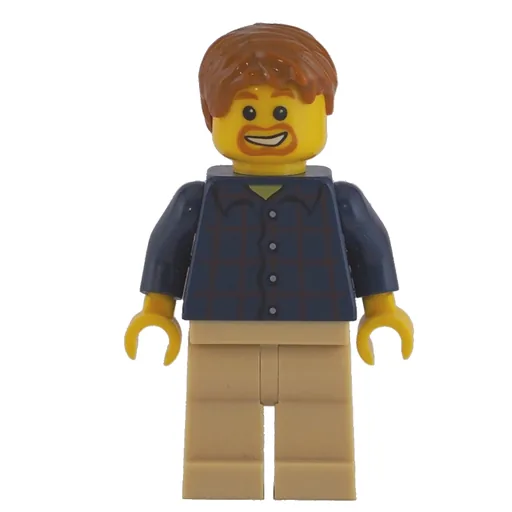 Man (Dark Blue Plaid Shirt, Tan Legs, Dark Orange Hair, Goatee Beard)