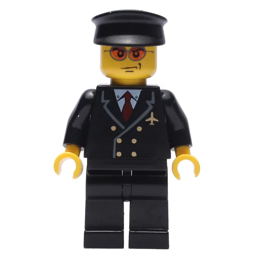Pilot (Black Suit with Tie and Airplane Badge, Black Hat, Orange Sunglasses)