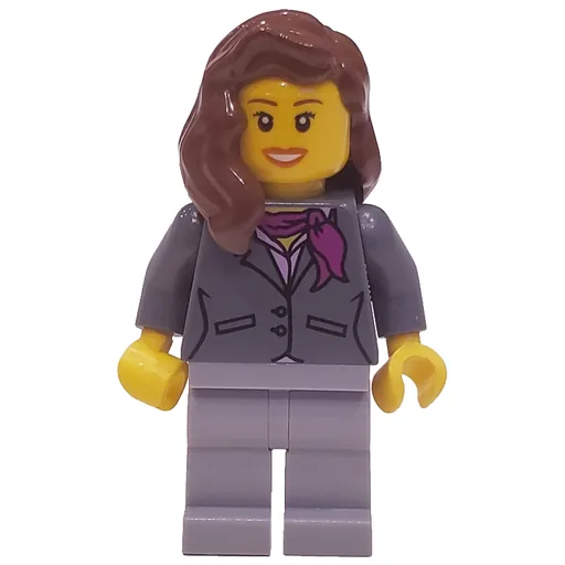 Woman (Dark Bluish Gray Jacket with Magenta Scarf, Light Bluish Gray Legs, Reddish Brown Hair, Open Mouth)