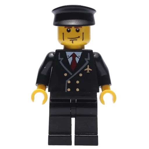 Pilot (Black Suit with Tie and Airplane Badge, Black Hat, Cheek Lines)