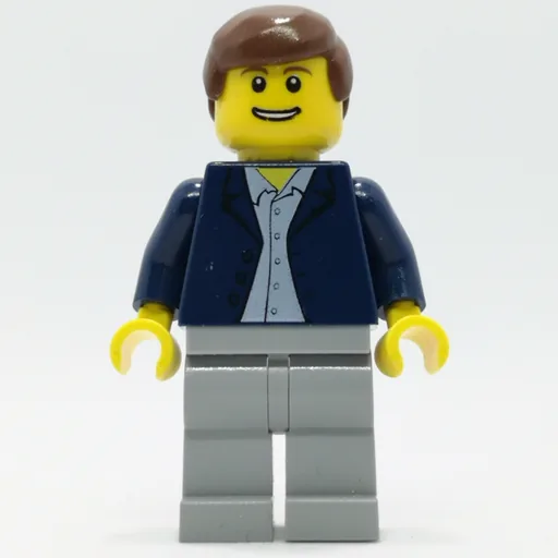 Man (Open Dark Blue Jacket, Light Bluish Gray Legs, Reddish Brown Hair)