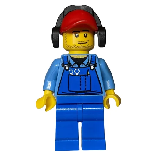 Ground Crew (Blue Overalls over Shirt, Red Cap with Ear Defenders, Stubble)