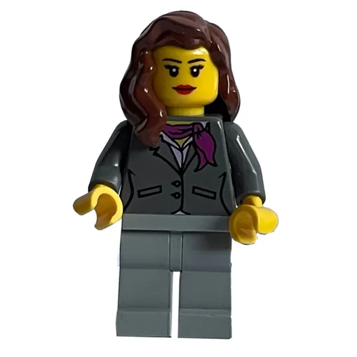 Woman (Dark Bluish Gray Jacket with Magenta Scarf, Light Bluish Gray Legs, Reddish Brown Hair)