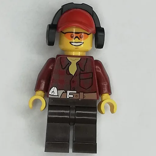 Lumberjack (Dark Red Flannel Shirt, Red Cap with Ear Defenders, Orange Safety Glasses)
