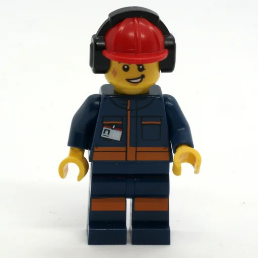 Ground Crew (Dark Blue Jumpsuit, Red Hard Hat with Ear Defenders)