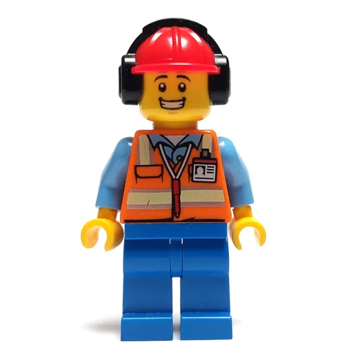 Ground Crew (Orange Safety Vest, Blue Legs, Red Hard Hat with Ear Defenders)