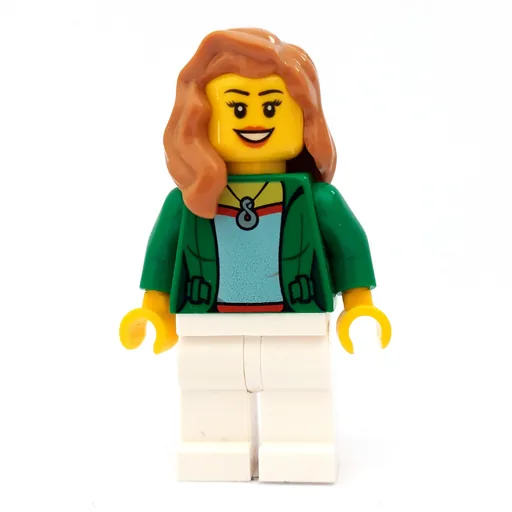 Woman (Open Green Jacket with Necklace, Medium Nougat Hair)