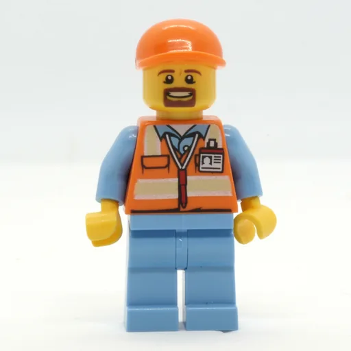 Ground Crew (Orange Safety Vest, Medium Blue Legs, Orange Cap, Goatee Beard)