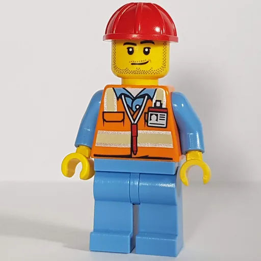 Ground Crew (Orange Safety Vest, Medium Blue Legs, Red Hard Hat, Stubble)