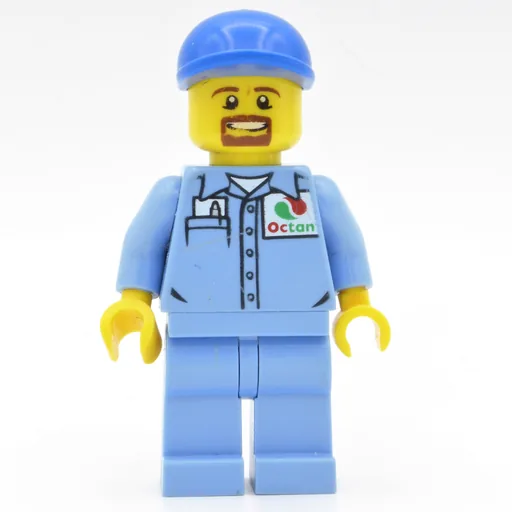Ground Crew (Medium Blue Shirt with Octan Logo, Medium Blue Legs, Blue Cap, Goatee Beard)