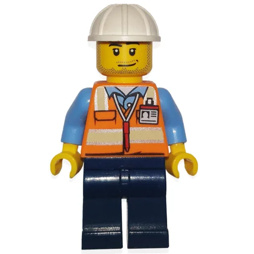 Ground Crew (Orange Safety Vest, Dark Blue Legs, White Hard Hat, Stubble)