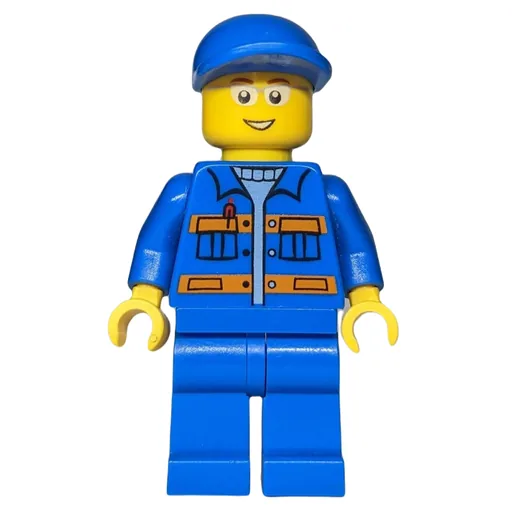 Ground Crew (Blue Jumpsuit with Orange Stripes and Pockets, Blue Cap, Glasses)