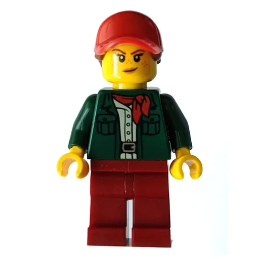 Woman (Open Dark Green Jacket with Red Neckerchief, Dark Red Legs, Red Cap with Hair)