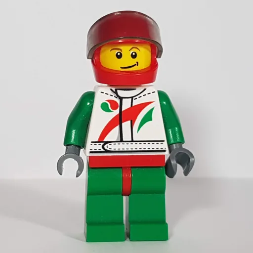 Racer (White and Green Jumpsuit with Octan Logo, Red Helmet with Visor)