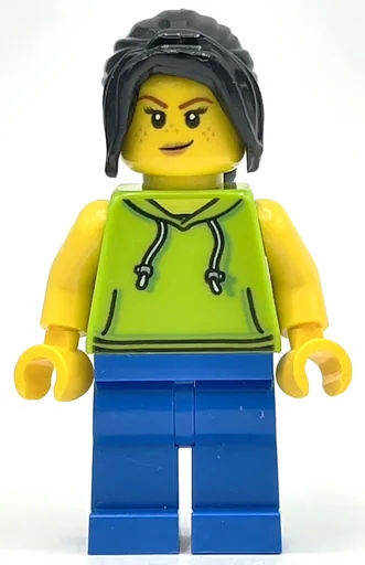 Woman (Lime Hoodie, Blue Legs, Black Hair)