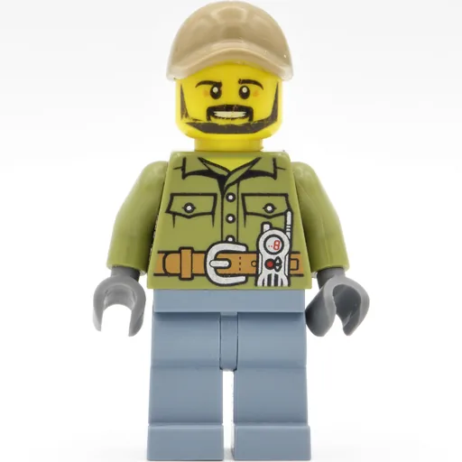 Volcano Explorer (Man, Olive Green Shirt, Sand Blue Legs, Dark Tan Cap, Beard)