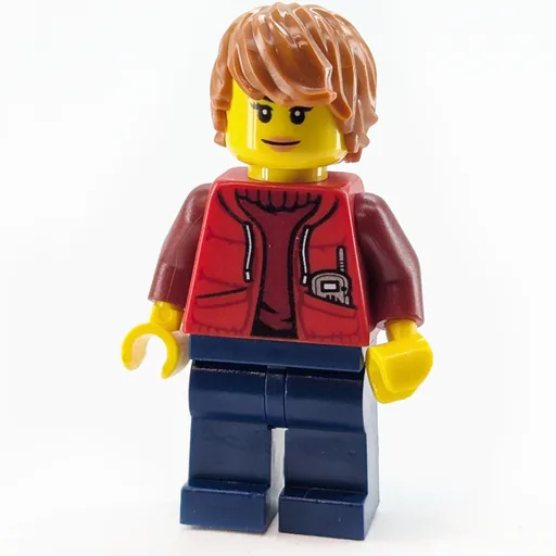 Marine Explorer (Woman, Open Red Jacket over Dark Red Sweater, Dark Orange Hair)