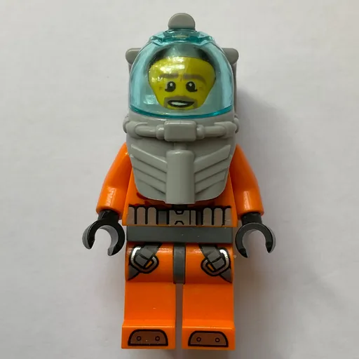 Diver (Man, Orange Wetsuit, Diving Helmet with Visor, Beard)