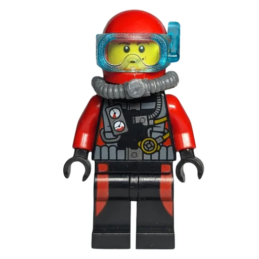Diver Adam (Black and Red Wetsuit with Gauges, Red Helmet with Mask)