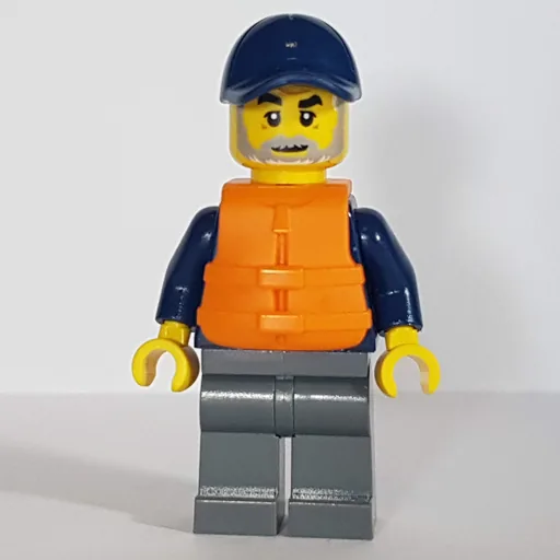 Marine Explorer (Dark Blue Shirt, Dark Bluish Gray Legs, Dark Blue Cap, Orange Life Vest)