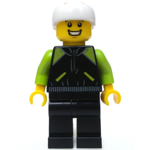 Man (Black and Lime Jacket, White Helmet)