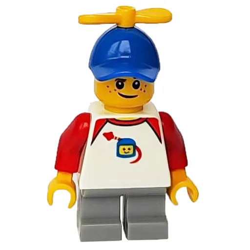 Boy (Classic Spaceman on Shirt, Short Light Bluish Gray Legs, Blue Cap with Propeller)