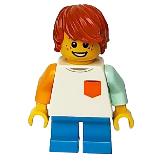 Boy (White Top, Short Dark Azure Legs, Dark Orange Hair)