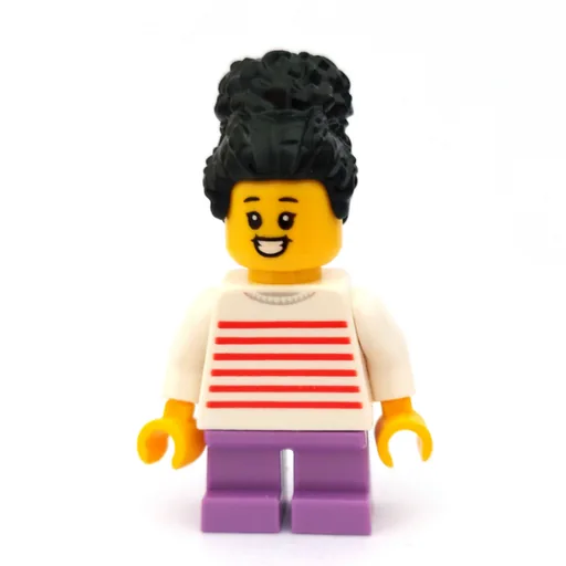 Girl (White and Red Striped Top, Short Medium Lavender Legs, Black Hair)