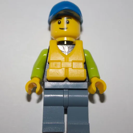 Man (Black and Lime Jacket, Blue Cap, Yellow Life Vest)