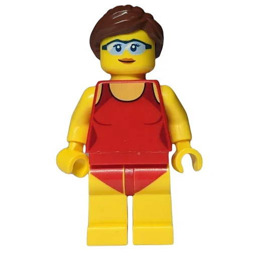 Woman (Red Swimsuit, Reddish Brown Hair, Safety Glasses)
