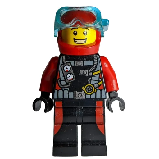 Diver (Man, Red and Black Wetsuit with Straps and Gauges, Red Helmet with Mask)