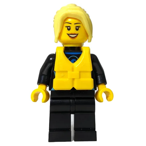 Surfer (Woman, Black Wetsuit, Bright Light Yellow Hair, Yellow Life Vest)